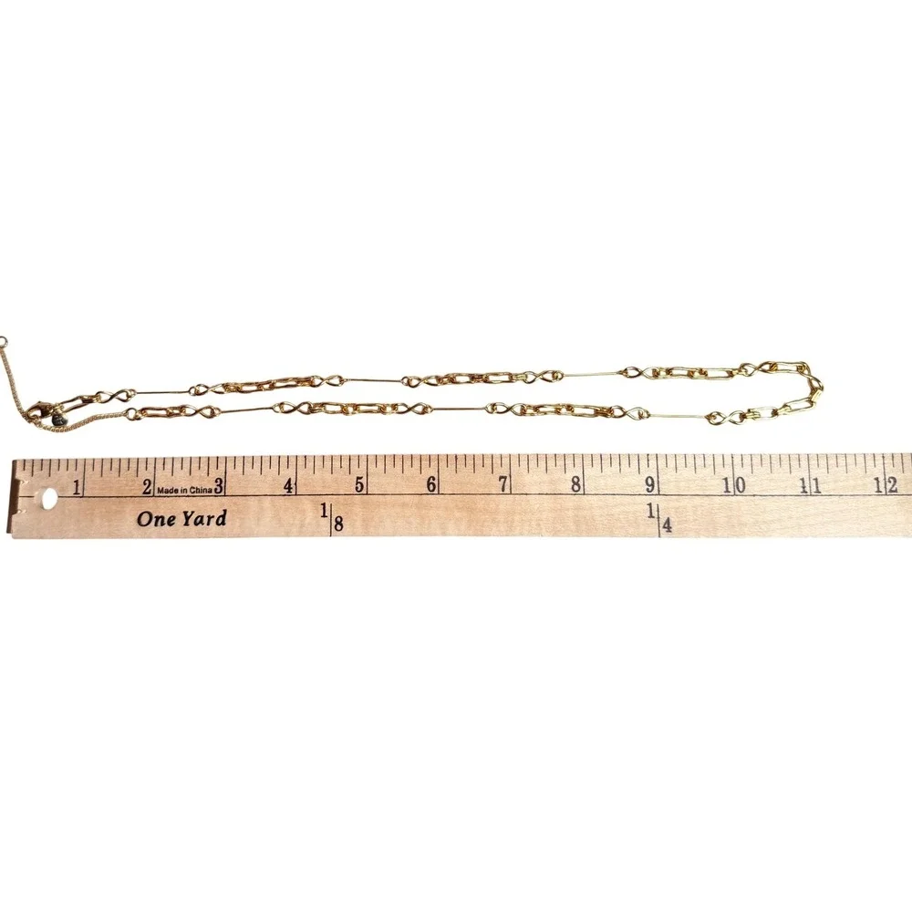 Madewell Gold Tone Mixed Chain Infinity Link and Bar Station Necklace 22 Inch‎ - Picture 5 of 5